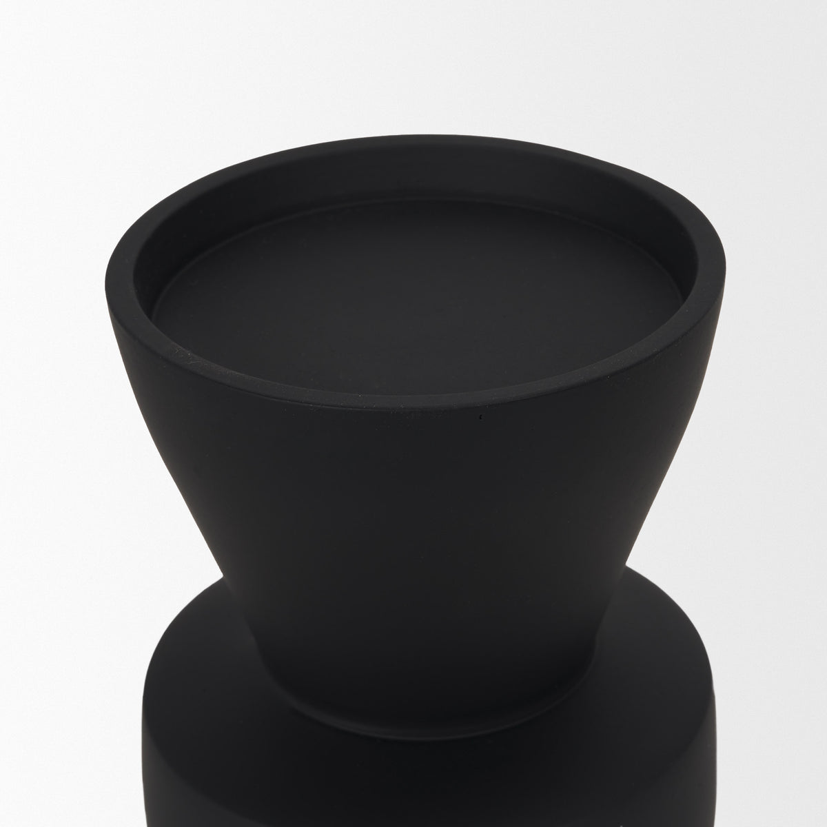 Odilia Small Smooth Matte Black Metal Geometric Pillar Candle Holder-Table Candle Holders-DECOROLALA