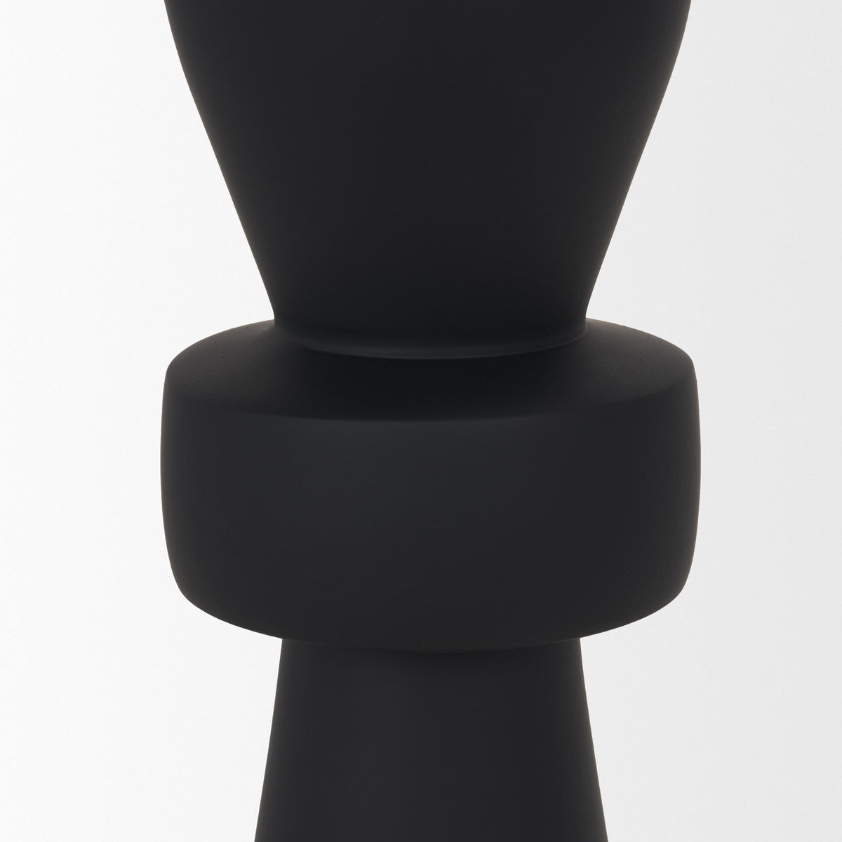 Odilia Small Smooth Matte Black Metal Geometric Pillar Candle Holder-Table Candle Holders-DECOROLALA