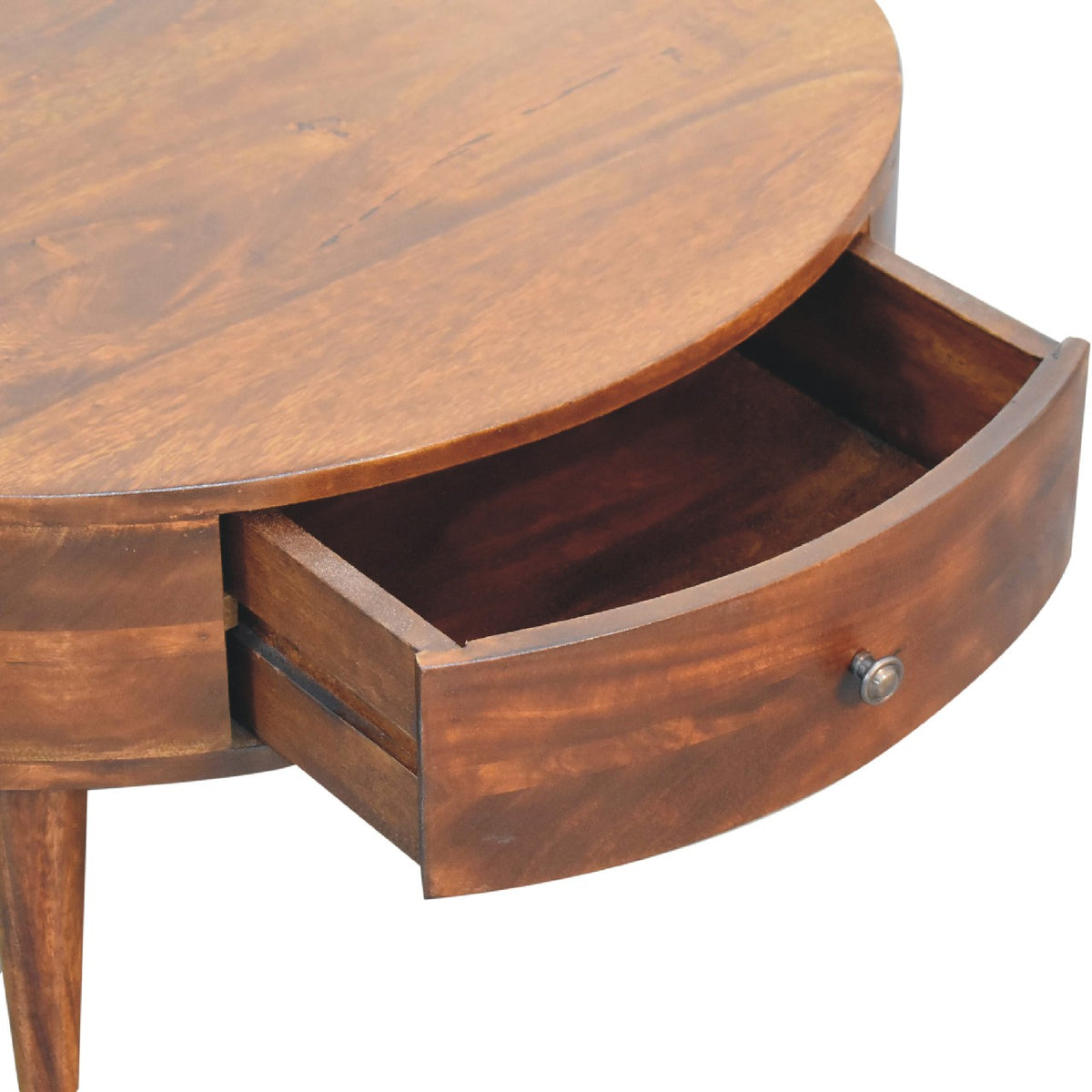 Odyssey Round Coffee Table - Solid Mango Wood Chestnut Finish-Coffee Table-DECOROLALA