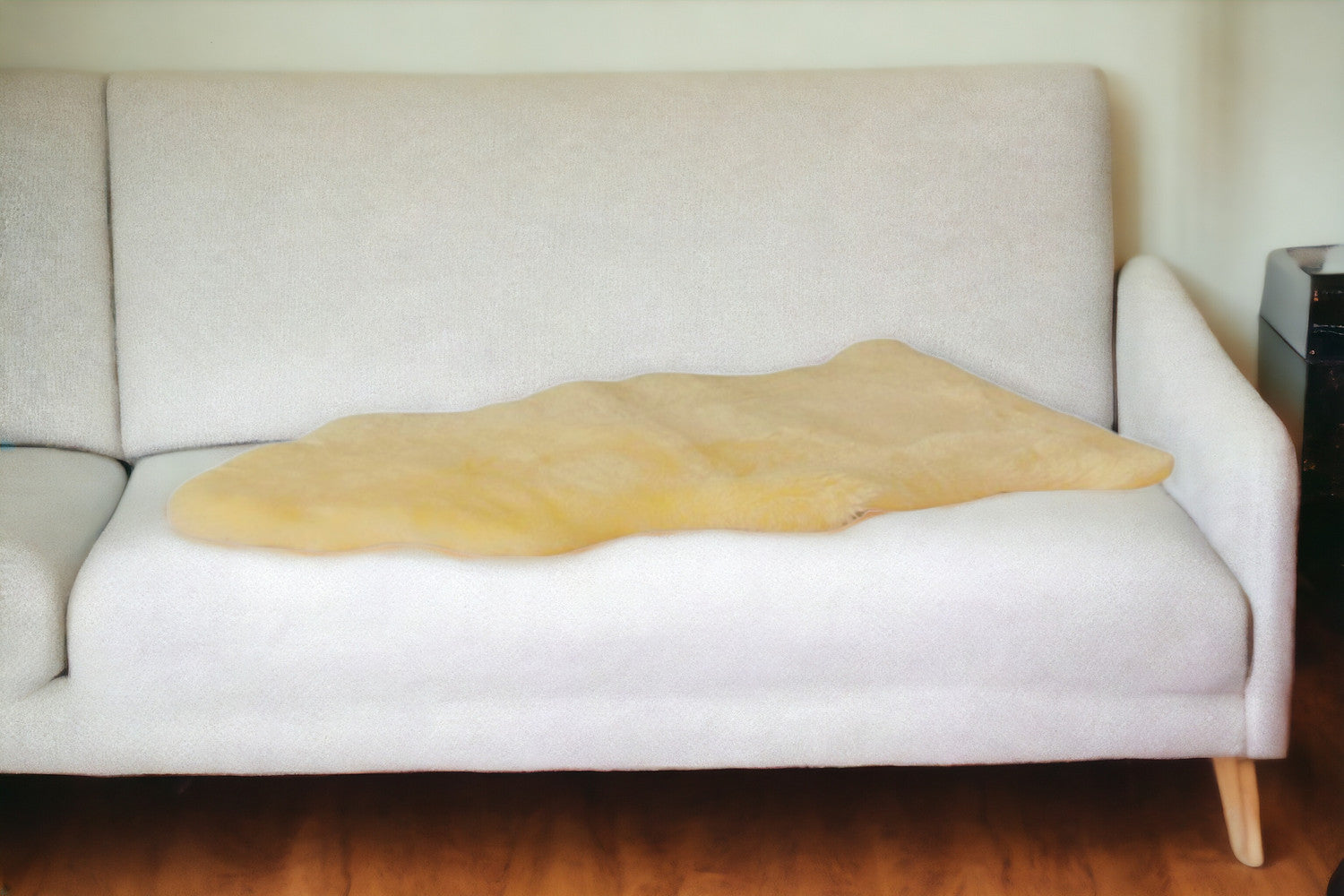 Off White Faux Fur Solid Color Plush Throw-Throws & Blankets-DECOROLALA