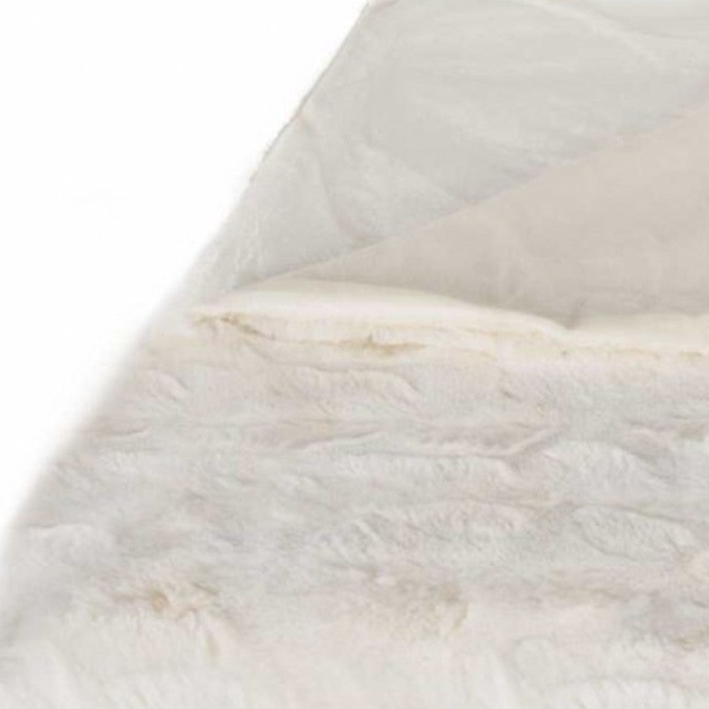 Off White Woven Acrylic Patchwork Plush Throw-Throws & Blankets-DECOROLALA