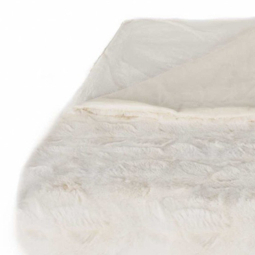 Off White Woven Acrylic Patchwork Plush Throw-Throws & Blankets-DECOROLALA