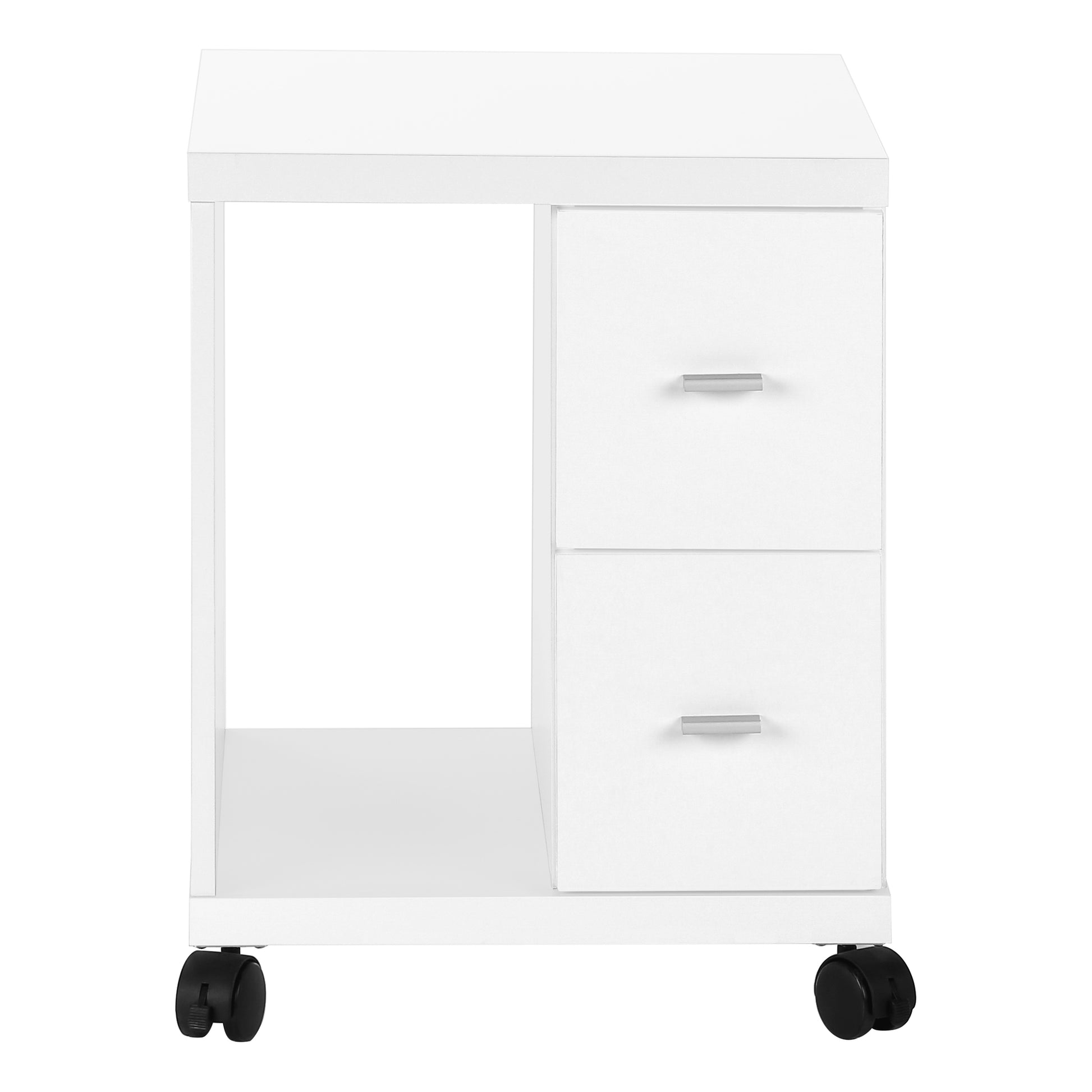 Office Cabinet - White With 2 Drawers On Castors-Computer Desk-DECOROLALA