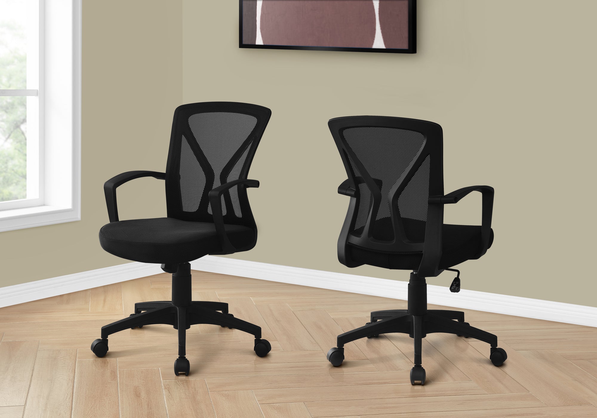 Office Chair - Black / Black Base On Castors-Bookshelf-DECOROLALA