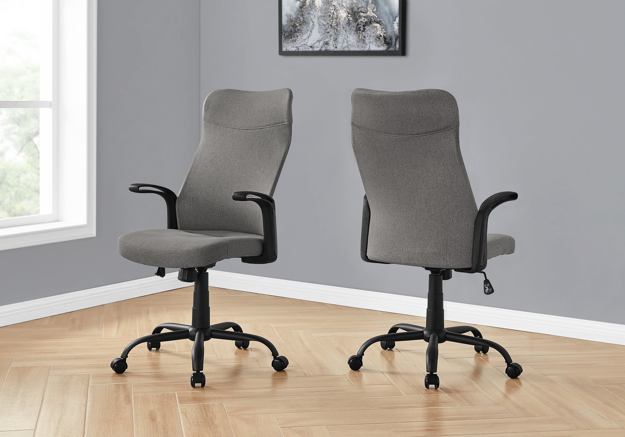 Office Chair - Black / Black Fabric / Multi Position-Office Chair-DECOROLALA