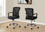 Office Chair - Black / Chrome Base On Castors-Computer Desk-DECOROLALA