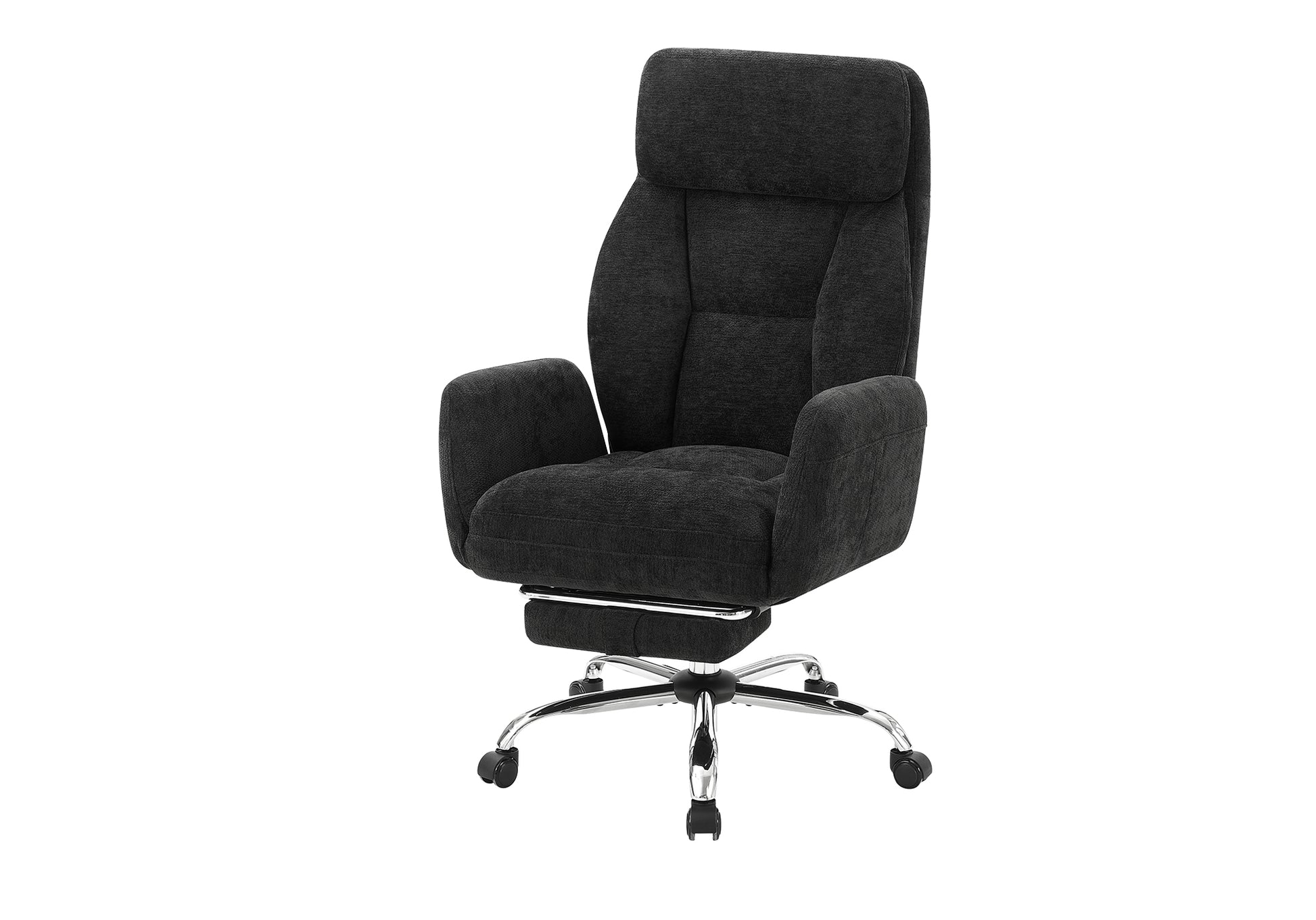 Office Chair Black Fabric Ergonomic Adjustable-DECOROLALA