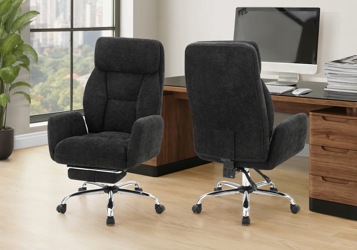 Office Chair Black Fabric Ergonomic Adjustable-Ergonomic Office Chairs-DECOROLALA