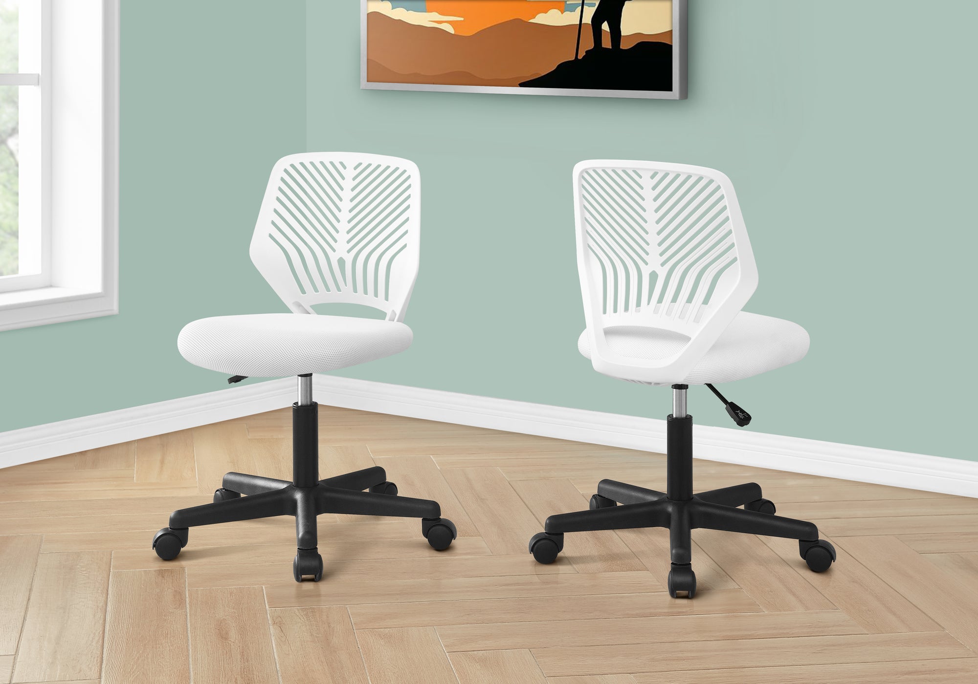 Office Chair - Black Juvenile / Black Base On Castors-Office Chair-DECOROLALA