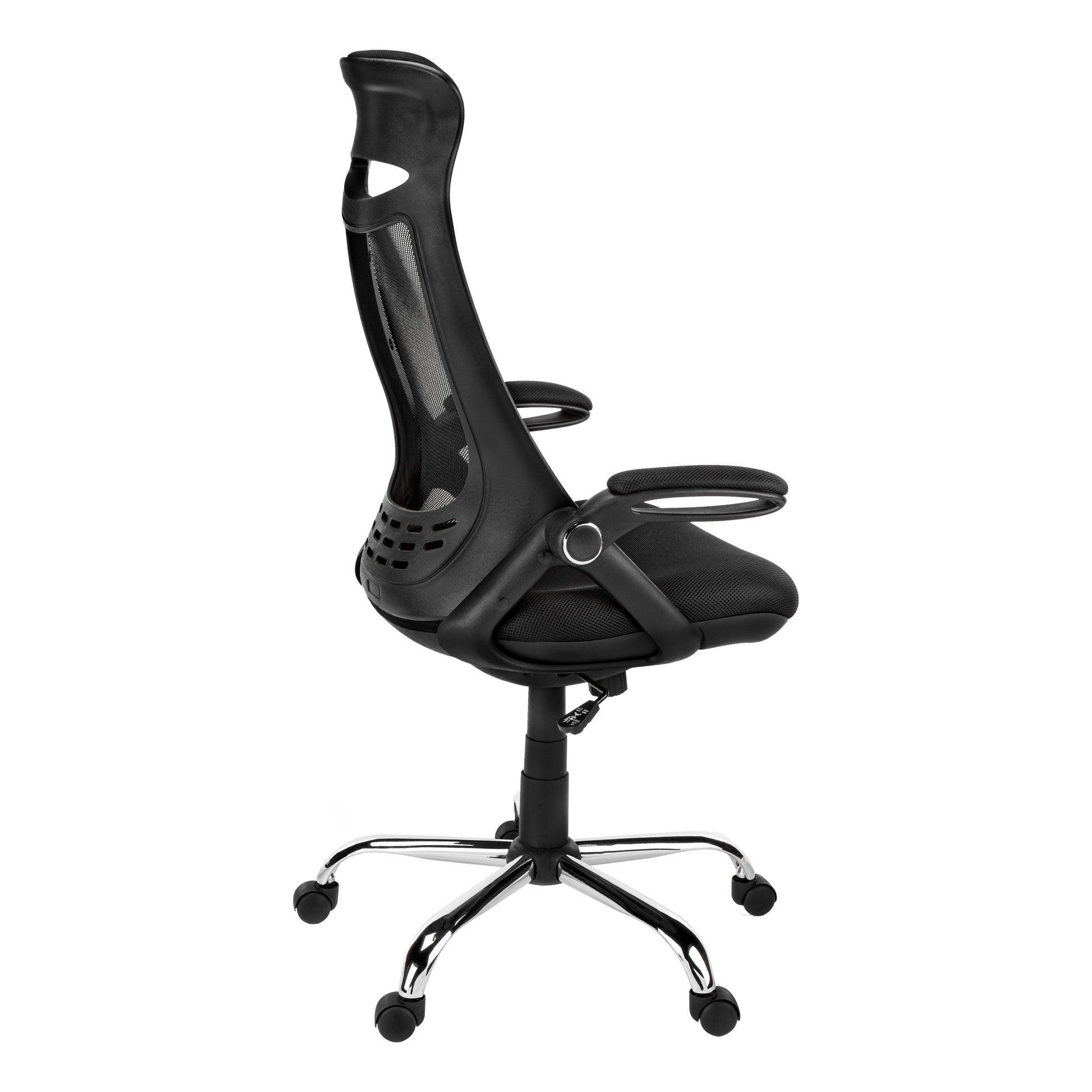 Office Chair - Black Mesh / Chrome High-Back Executive-Computer Desk-DECOROLALA