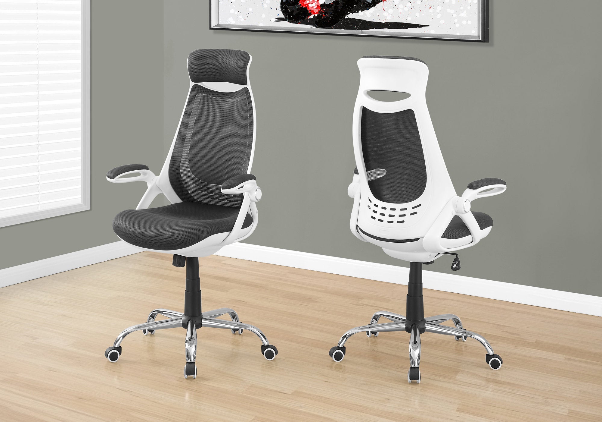 Office Chair - Black Mesh / Chrome High-Back Executive-Computer Desk-DECOROLALA