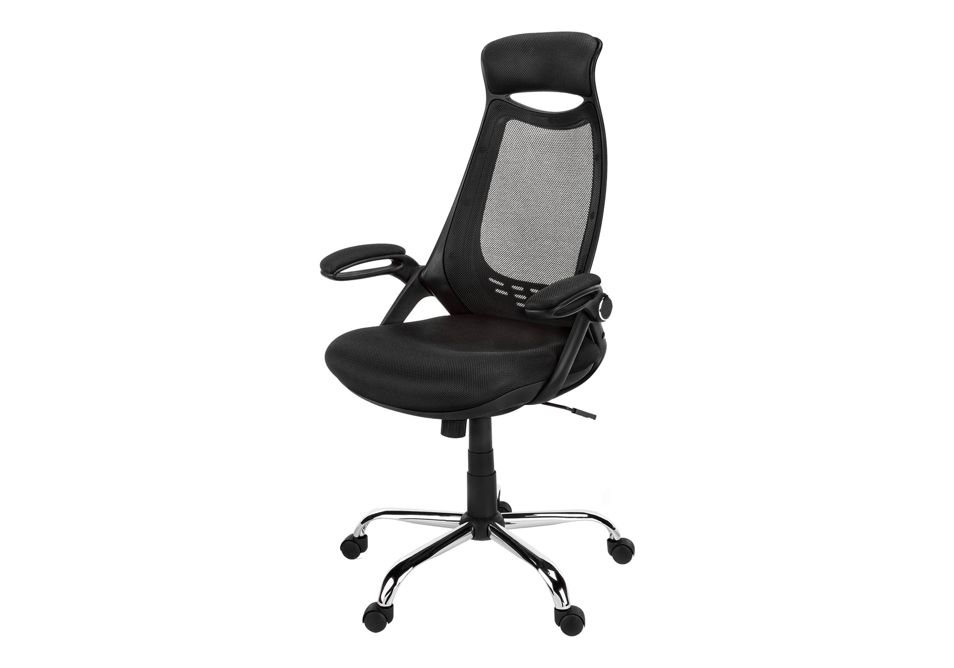Office Chair - Black Mesh / Chrome High-Back Executive-Computer Desk-DECOROLALA