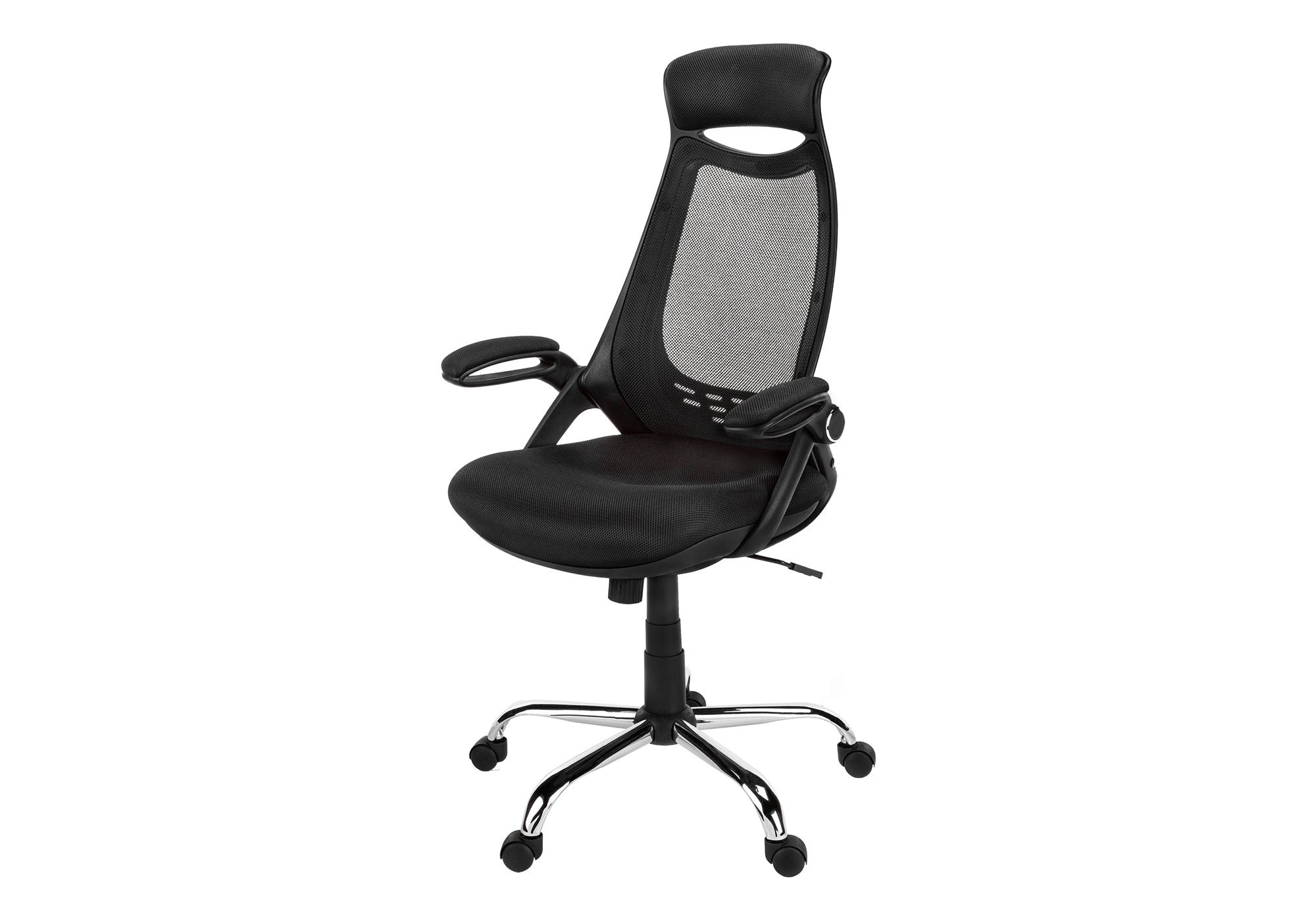 Office Chair - Black Mesh / Chrome High-Back Executive-Computer Desk-DECOROLALA