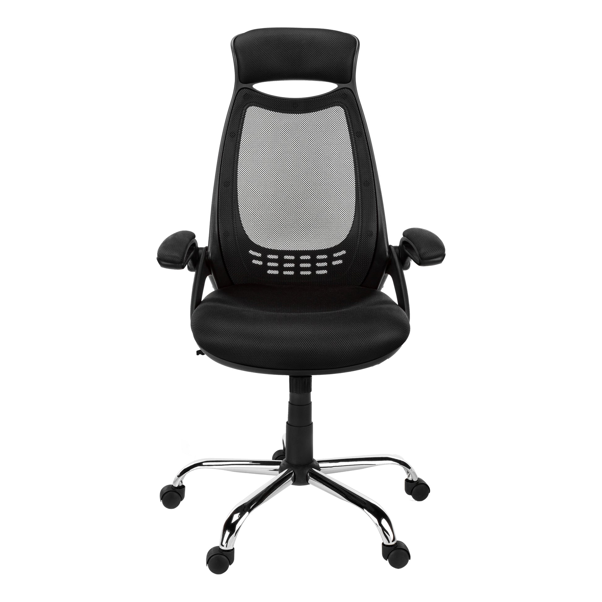 Office Chair - Black Mesh / Chrome High-Back Executive-Computer Desk-DECOROLALA