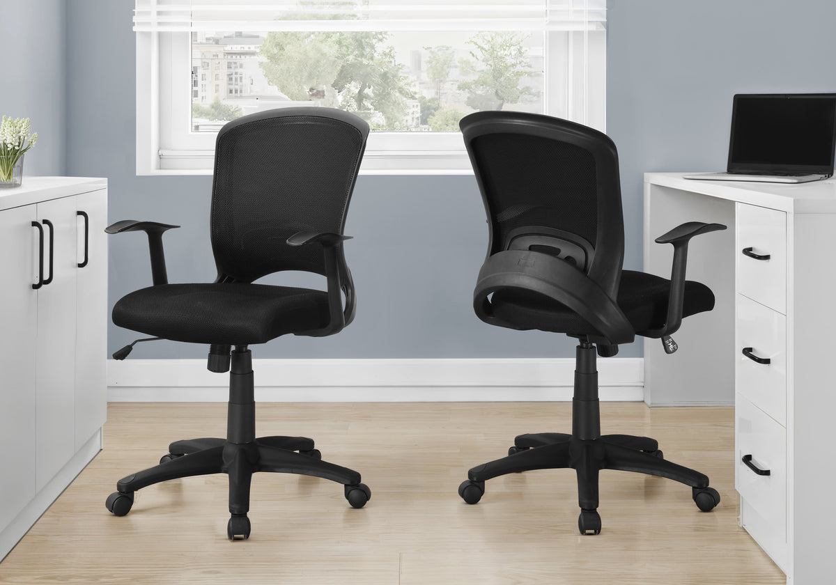 Office Chair Black Mesh Mid-Back Ergonomic Swivel-Computer Desks-DECOROLALA