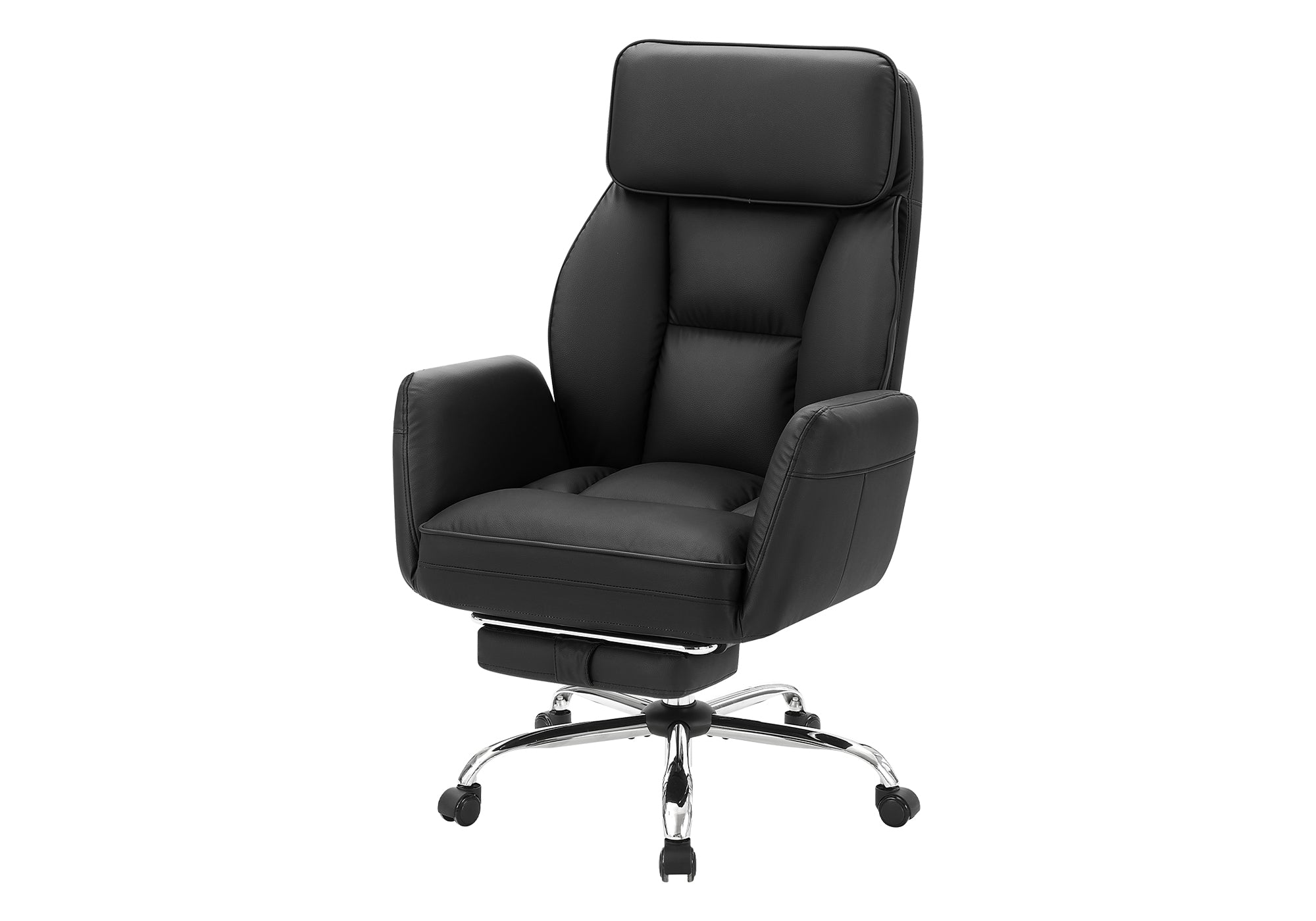 Office Chair Ergonomic - Black Leather Swivel-DECOROLALA