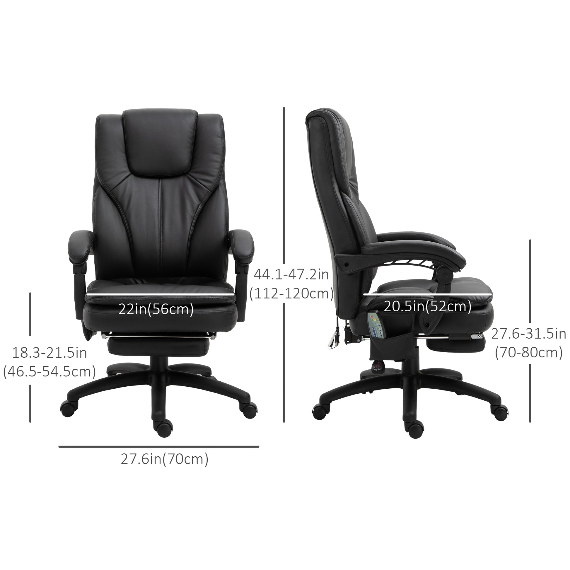 Office Chair - High Back Massage Recliner 6-Point with 360 Swivel Height Adjustable-DECOROLALA