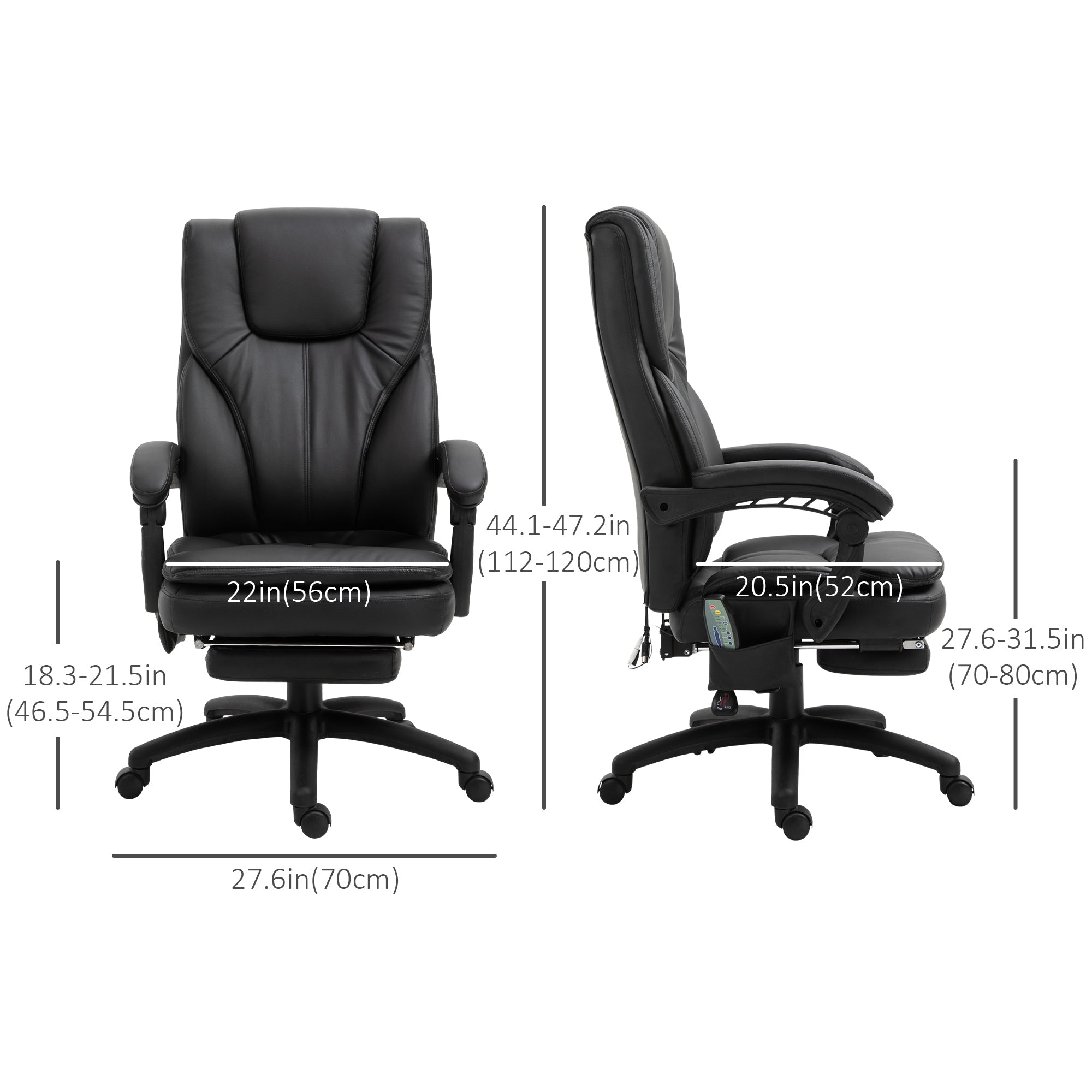 Office Chair - High Back Massage Recliner 6-Point with 360 Swivel Height Adjustable-DECOROLALA