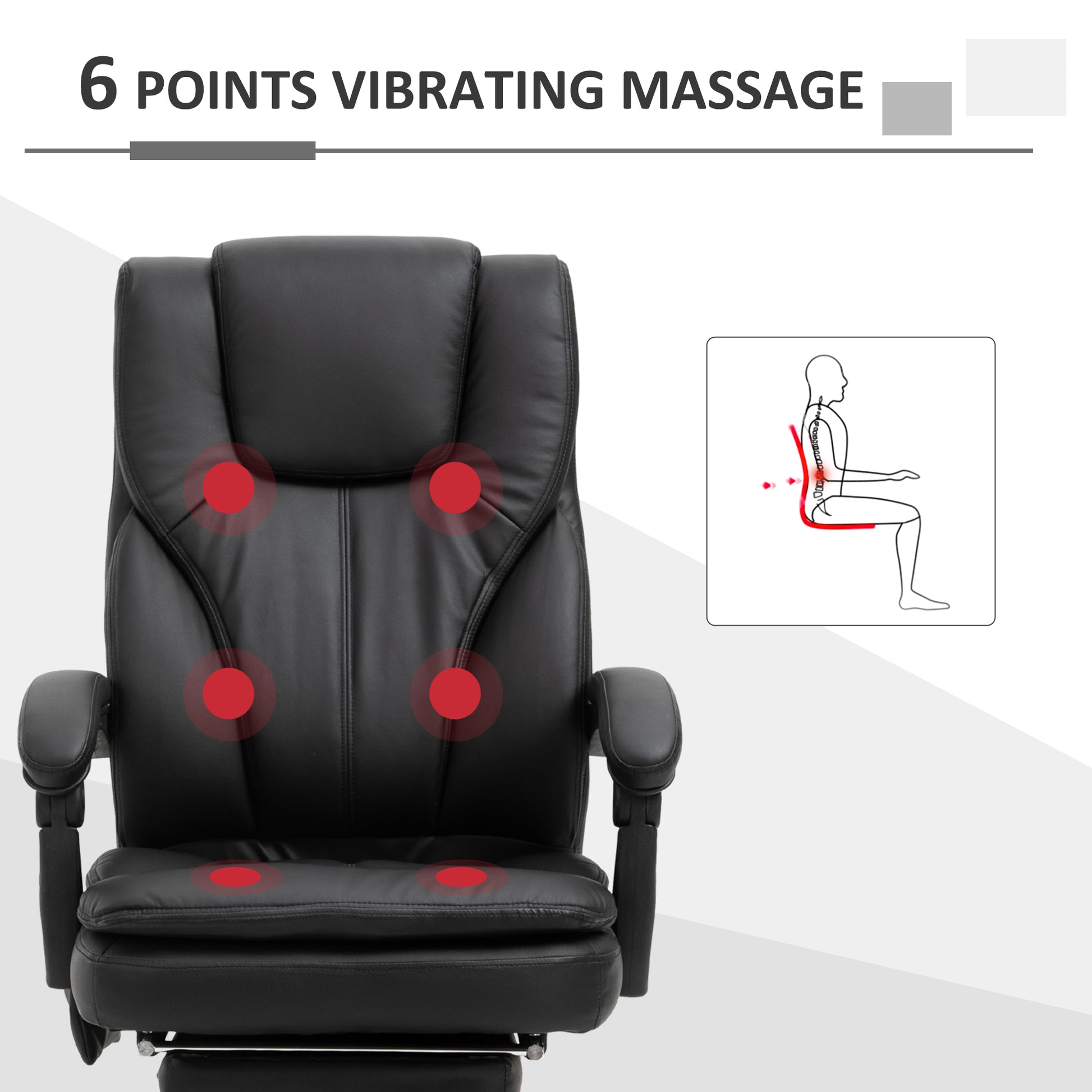 Office Chair - High Back Massage Recliner 6-Point with 360 Swivel Height Adjustable-DECOROLALA