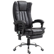 Office Chair Massage Micro Fiber Recliner Black with Footrest-DECOROLALA