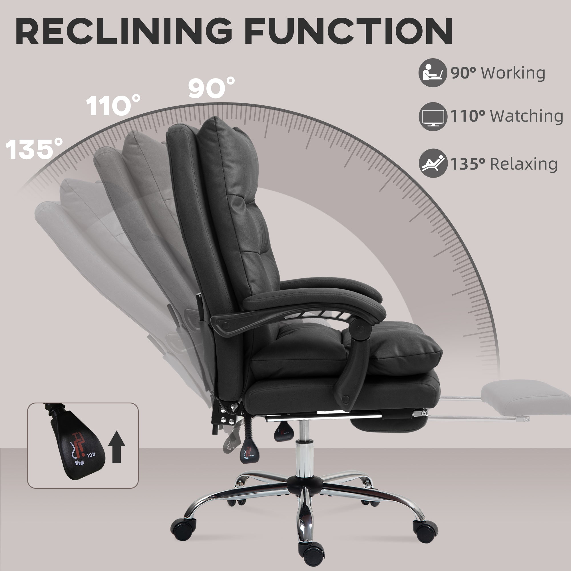 Office Chair Massage Reclining Black-DECOROLALA
