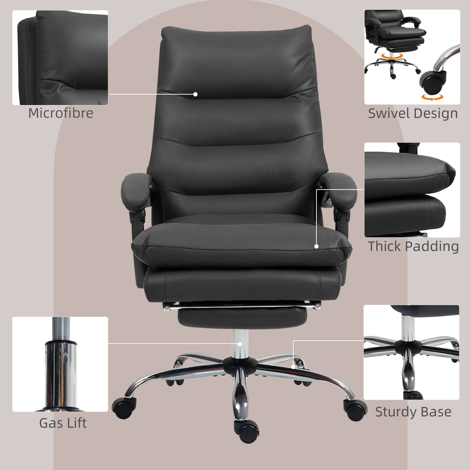 Office Chair Massage Reclining Black-DECOROLALA