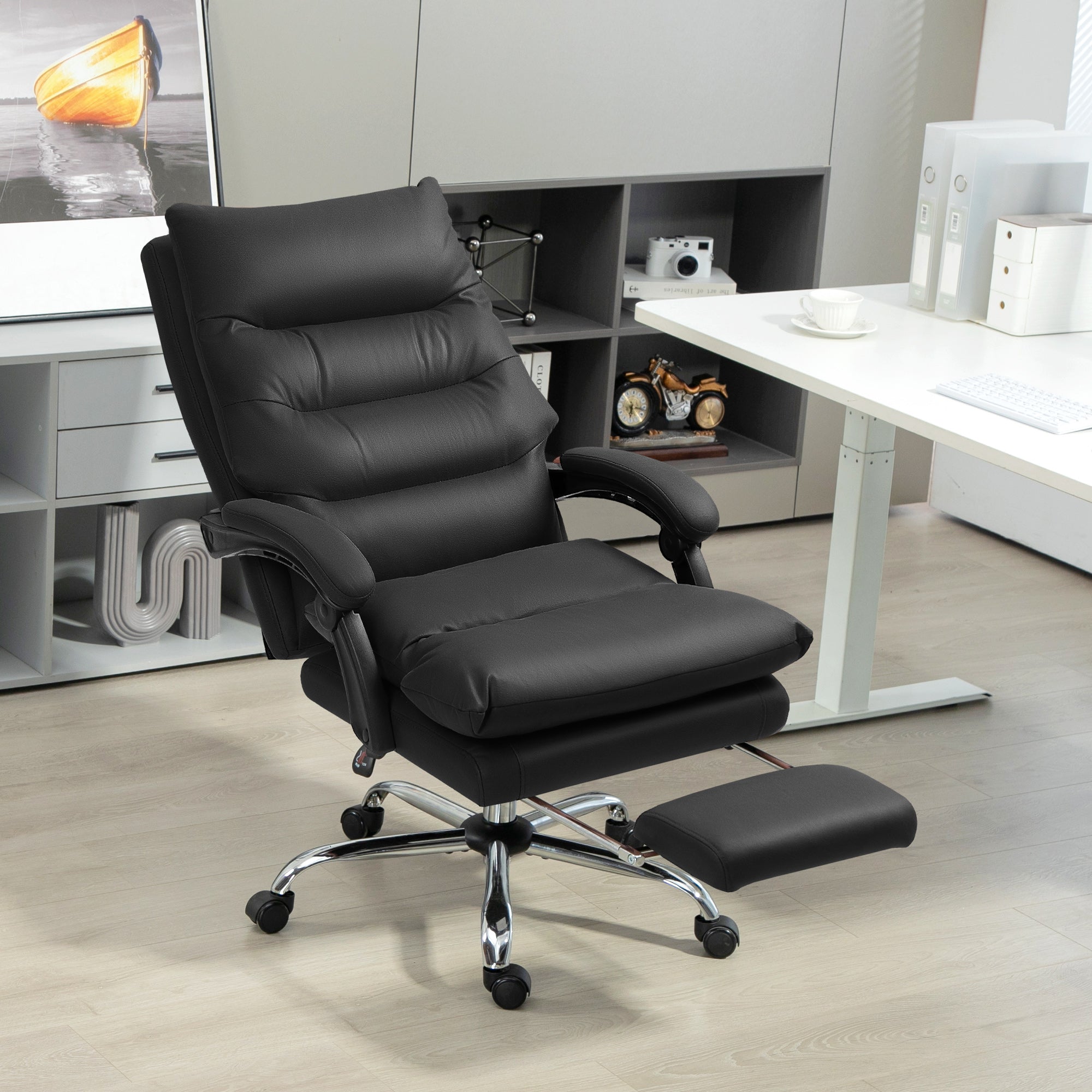 Office Chair Massage Reclining Black-DECOROLALA