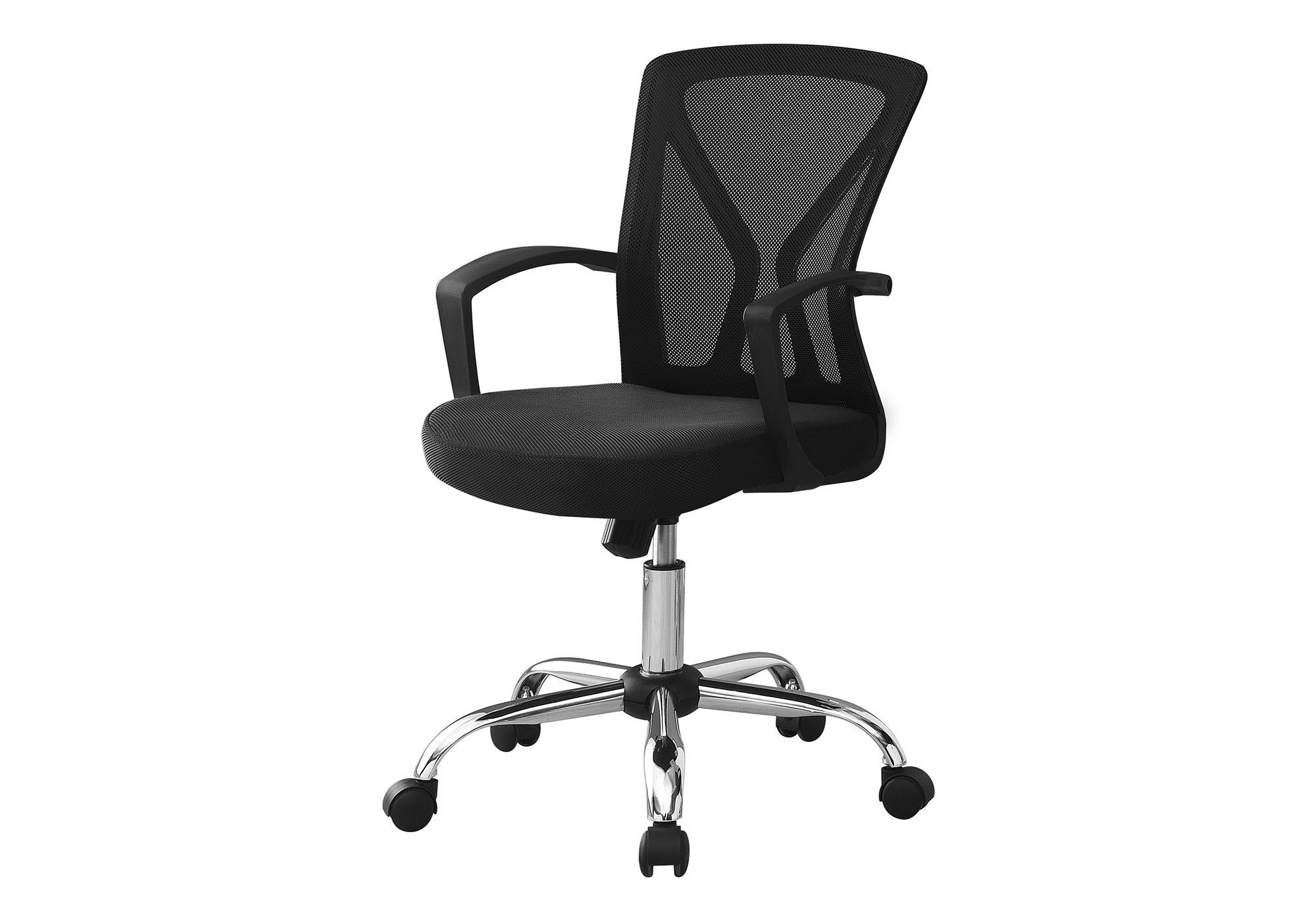 Office Chair Mid-Back Black Mesh Chrome Base-Computer Desk-DECOROLALA