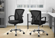 Office Chair Mid-Back Black Mesh Chrome Base-Computer Desk-DECOROLALA