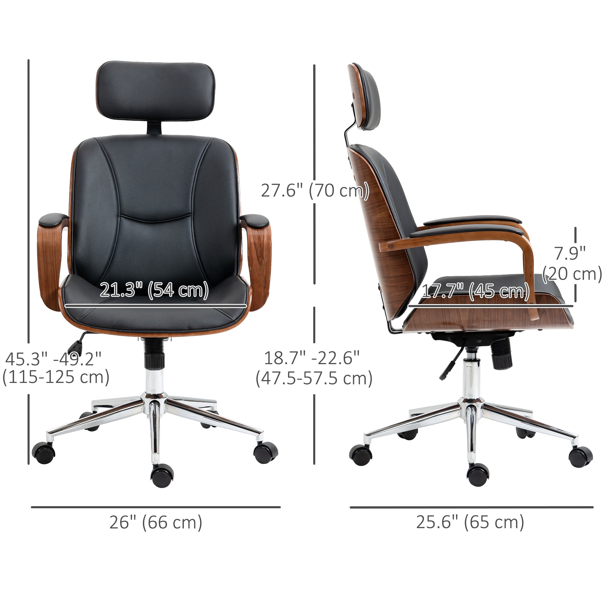 Office Chair PU Leather Black Adjustable-DECOROLALA