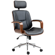 Office Chair PU Leather Black Adjustable-DECOROLALA