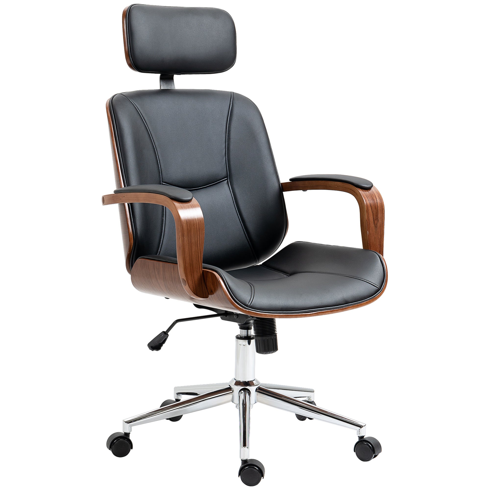 Office Chair PU Leather Black Adjustable-DECOROLALA
