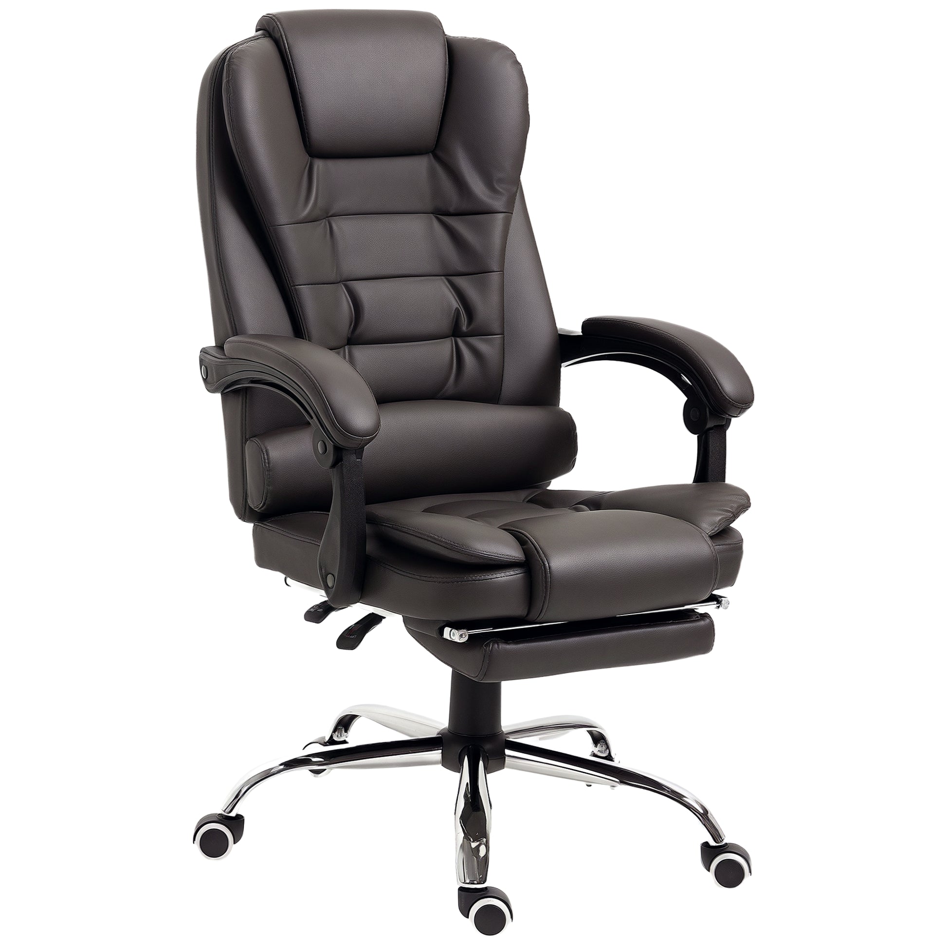 Office Chair PU Leather Reclining Footrest Coffee-DECOROLALA