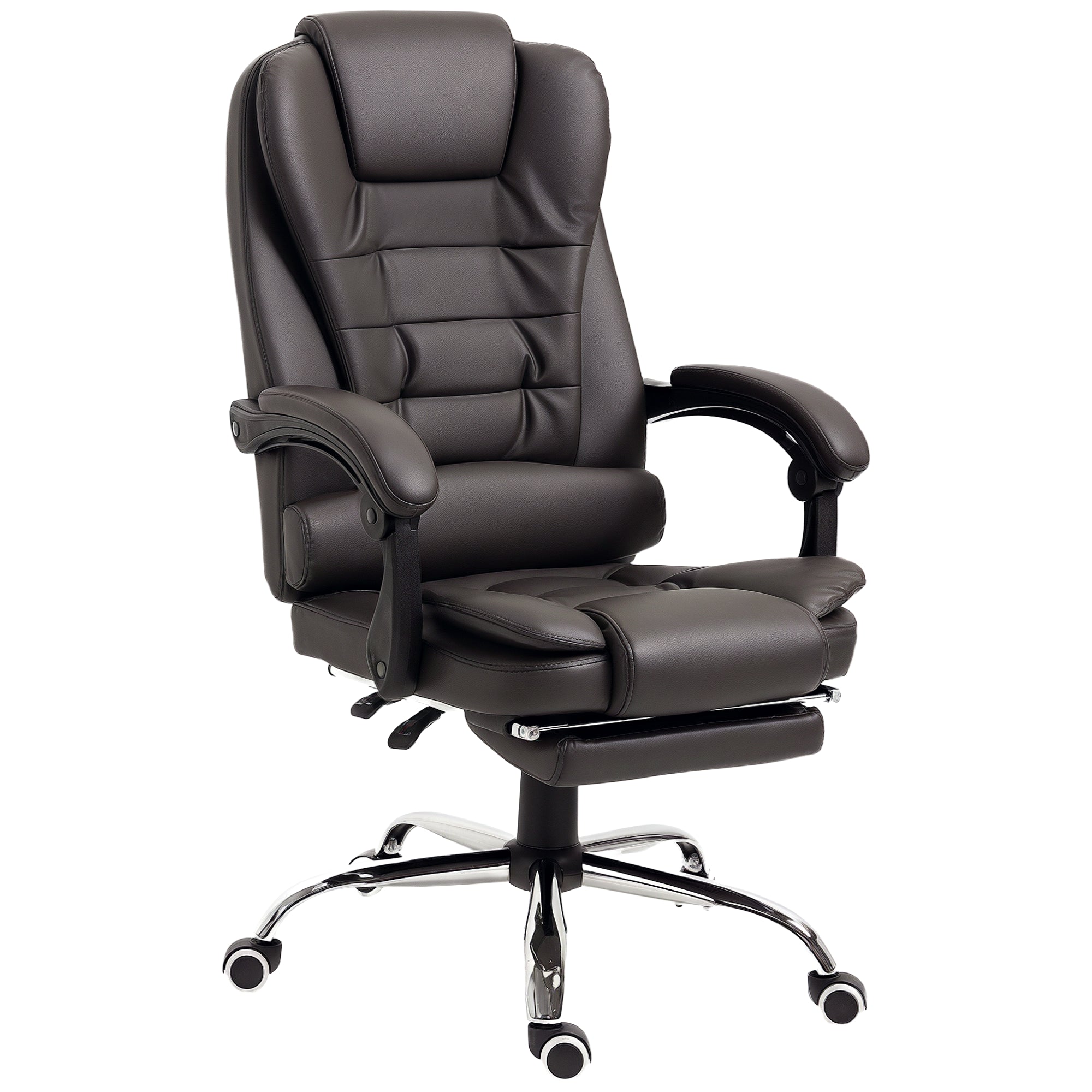 Office Chair PU Leather Reclining Footrest Coffee-DECOROLALA