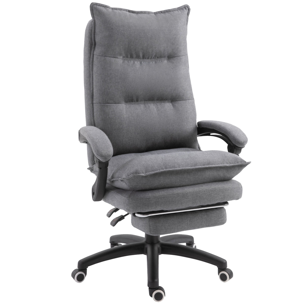 Office Chair Swivel Adjustable Grey Linen Recliner-Office Chairs-DECOROLALA