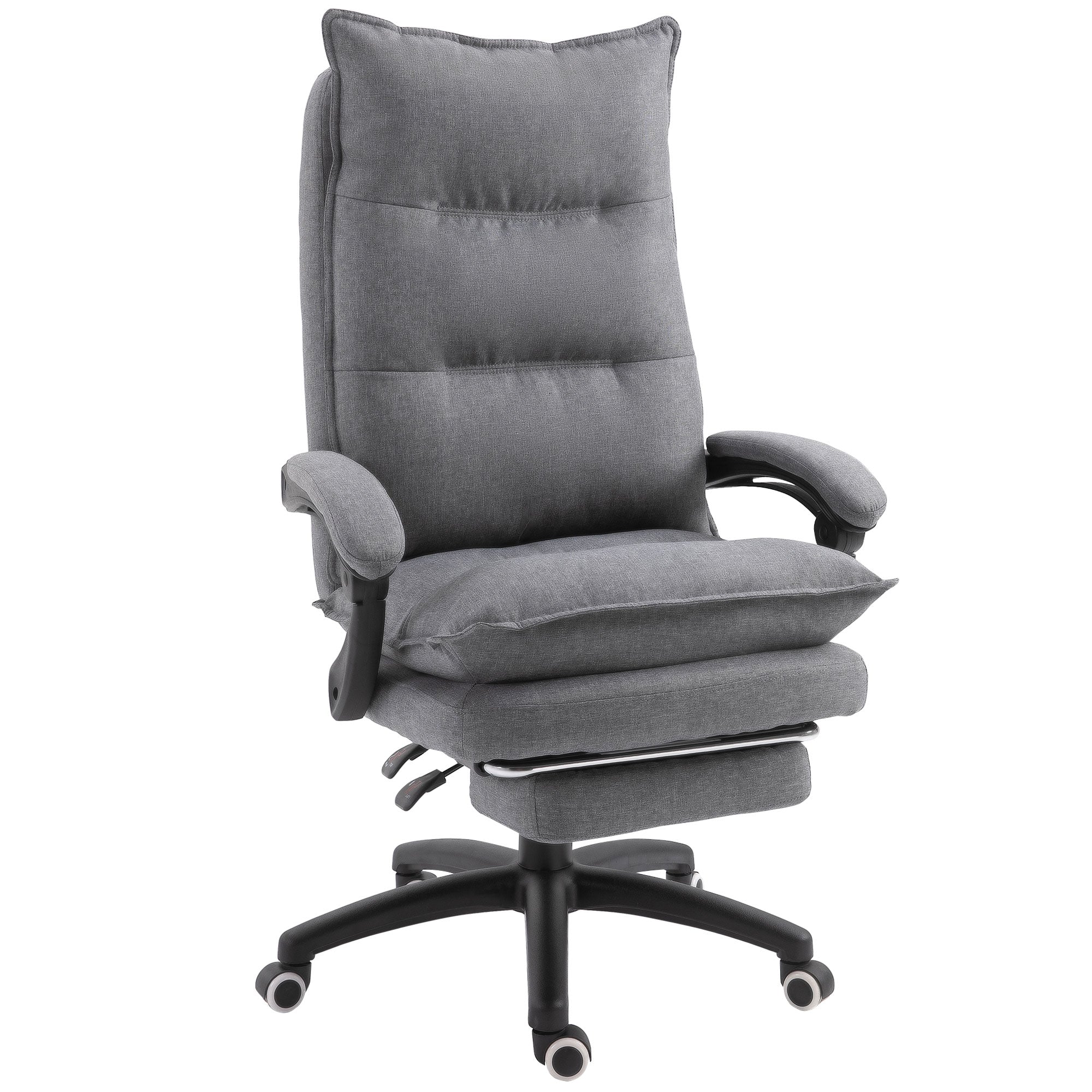 Office Chair Swivel Adjustable Grey Linen Recliner-DECOROLALA
