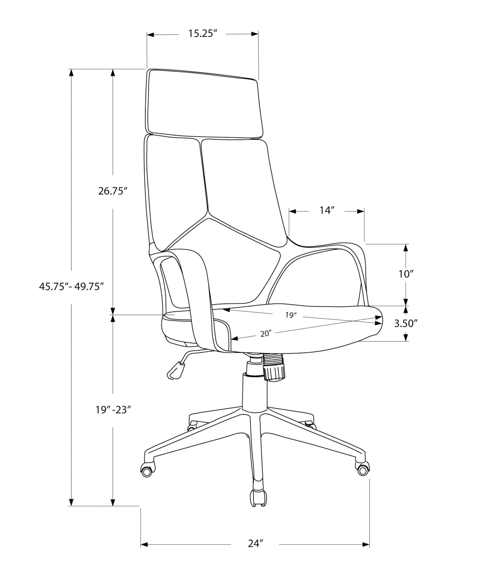 Office Chair - White / Grey Fabric / High Back Executive-Computer Desk-DECOROLALA