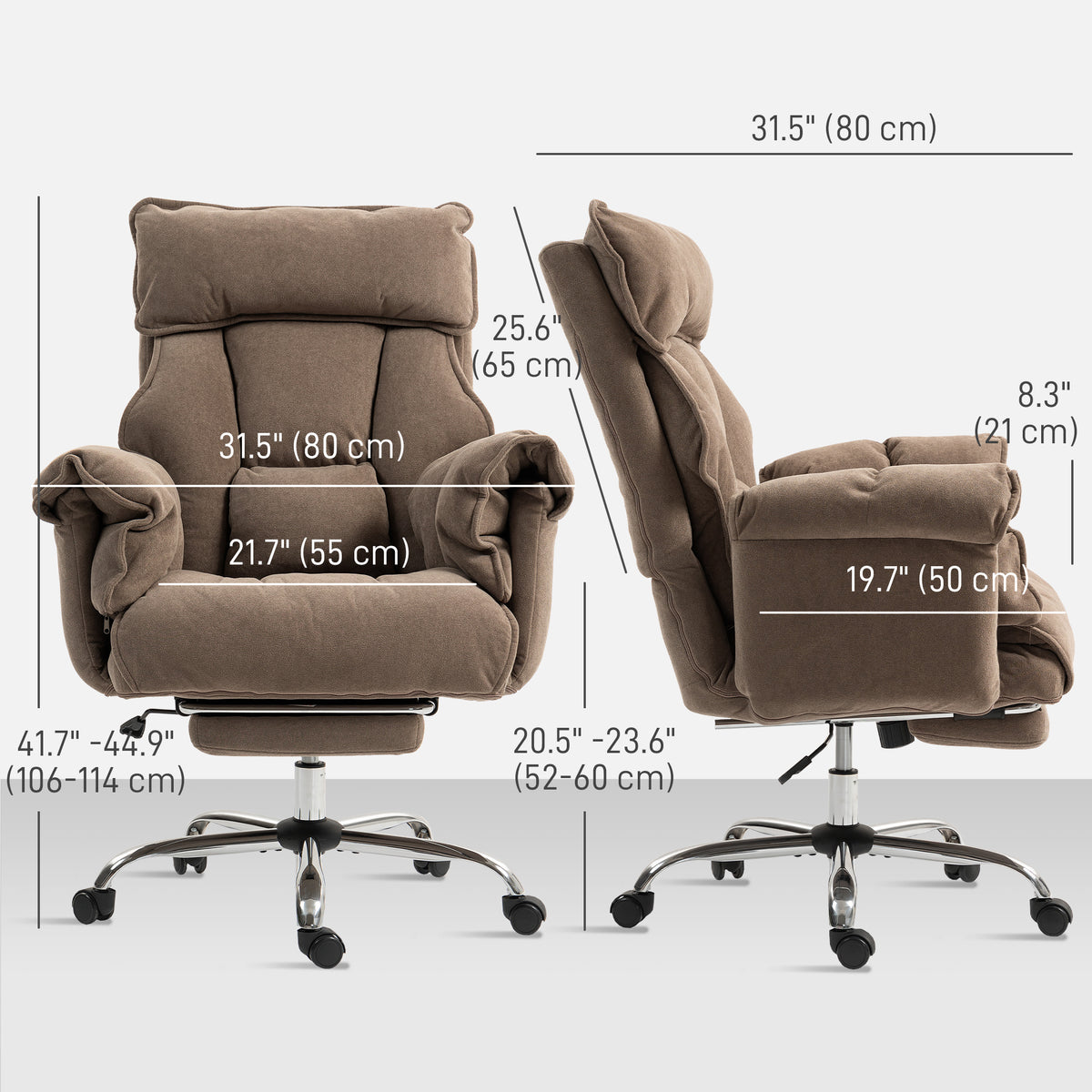 Office Chair with Footrest - Light Brown Snow Flannel-Office Products > Office Furniture > Office Chairs > Executive & Manager Chairs-DECOROLALA