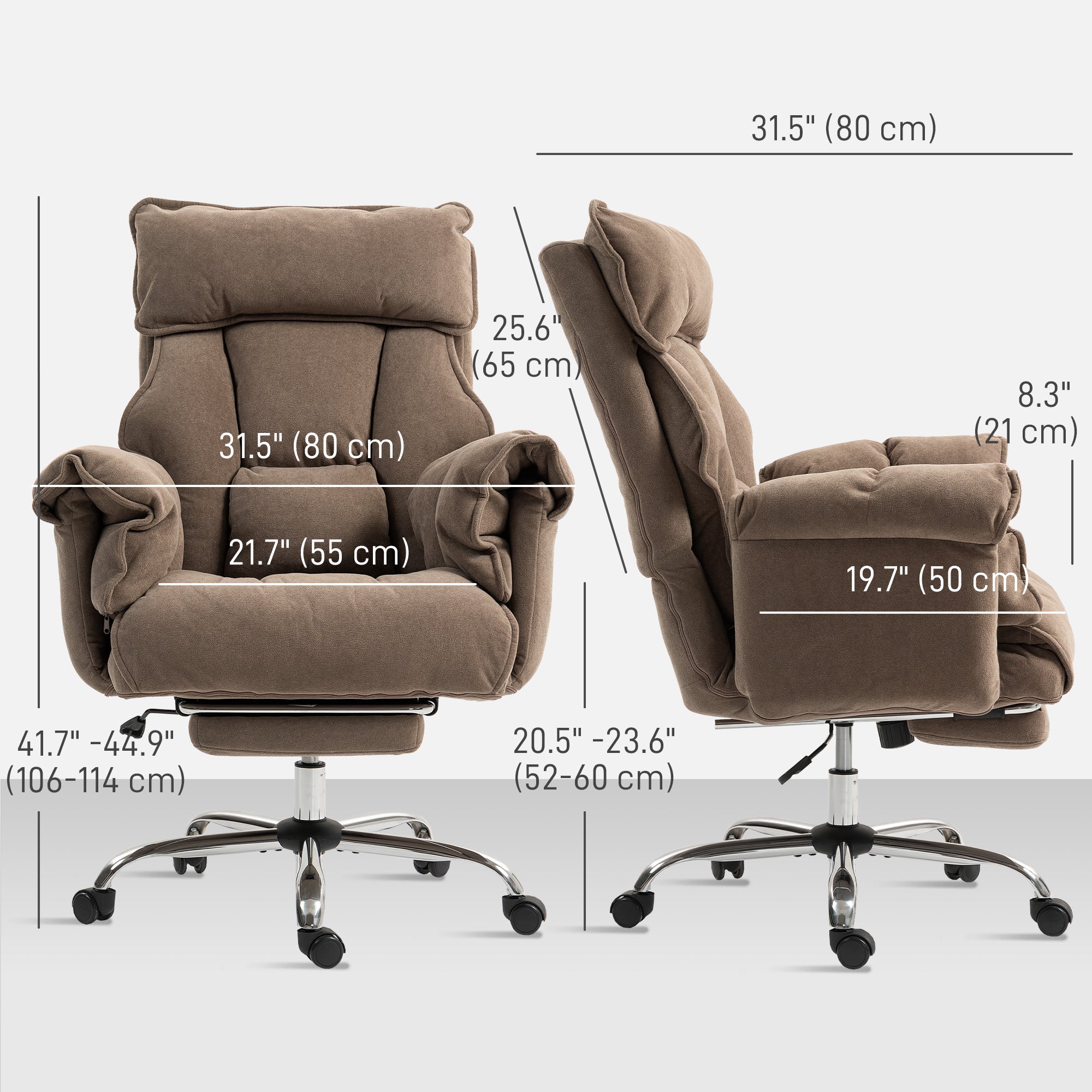 Office Chair with Footrest - Light Brown Snow Flannel-Office Products > Office Furniture > Office Chairs > Executive & Manager Chairs-DECOROLALA