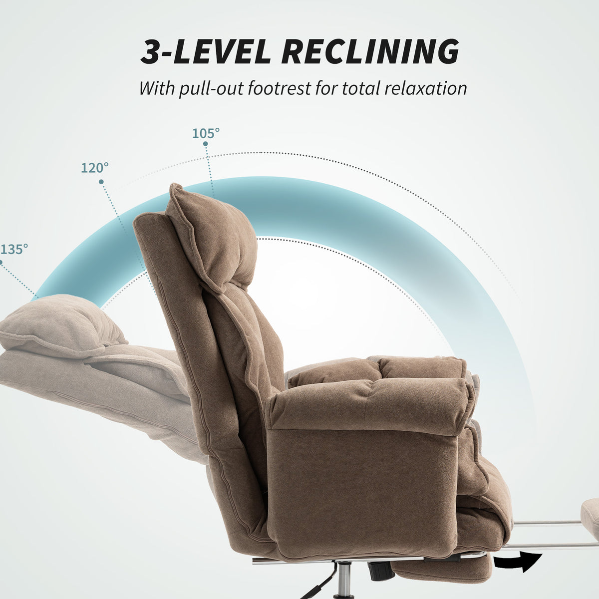 Office Chair with Footrest - Light Brown Snow Flannel-Office Products > Office Furniture > Office Chairs > Executive & Manager Chairs-DECOROLALA