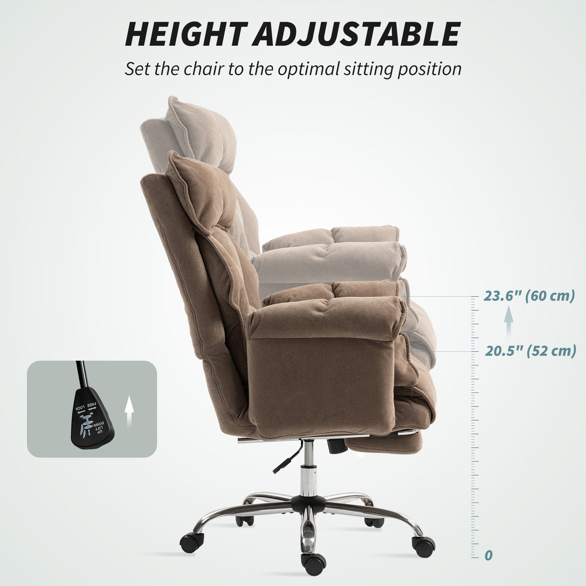 Office Chair with Footrest - Light Brown Snow Flannel-Office Products > Office Furniture > Office Chairs > Executive & Manager Chairs-DECOROLALA