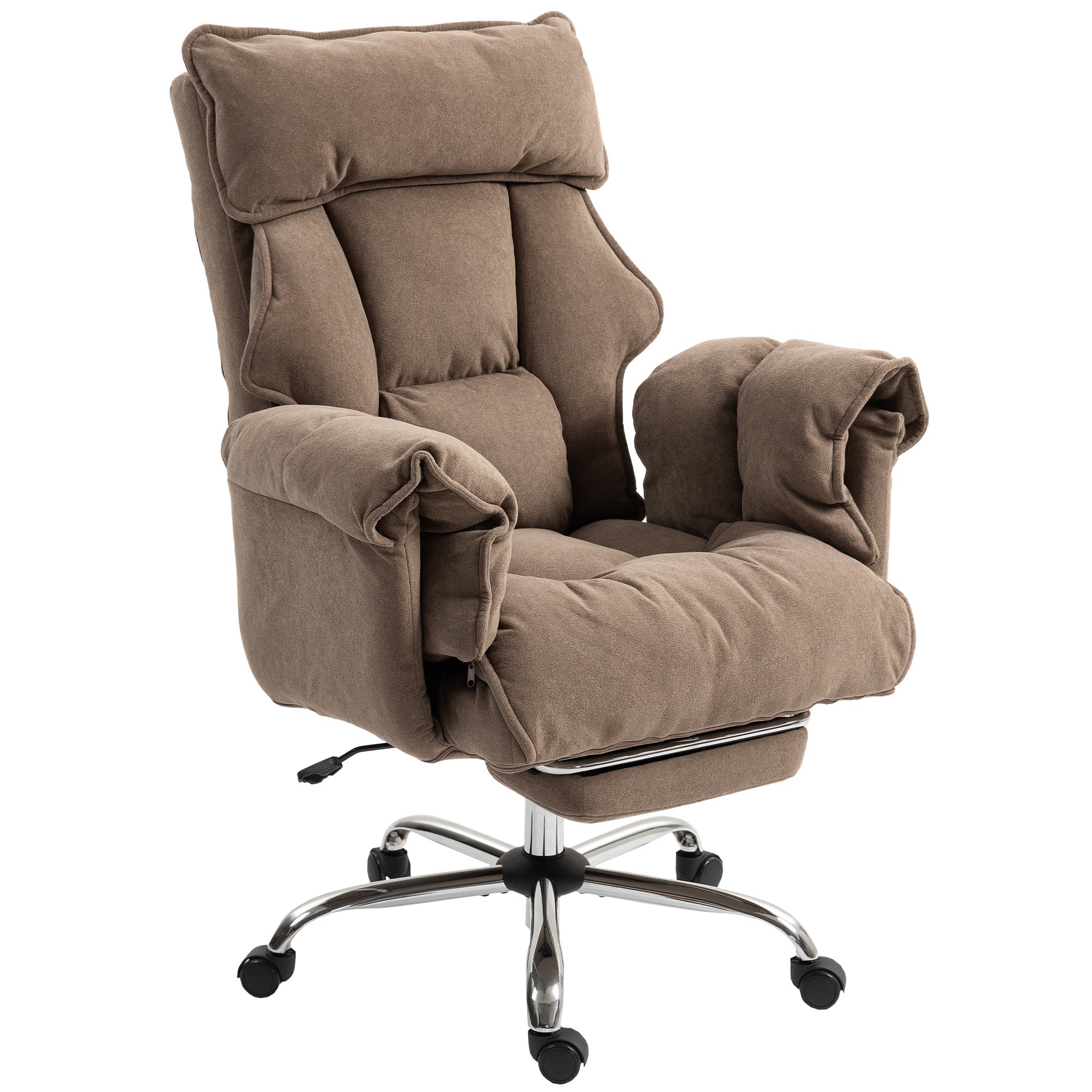 Office Chair with Footrest - Light Brown Snow Flannel-Office Products > Office Furniture > Office Chairs > Executive & Manager Chairs-DECOROLALA