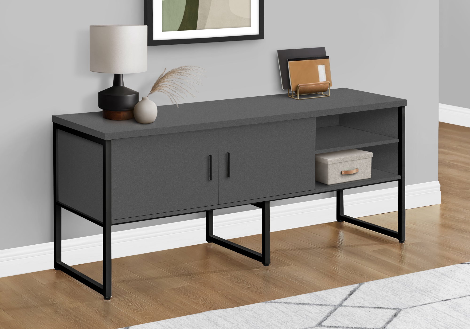Office Credenza 72"L White/Silver Commercial Grade-DECOROLALA