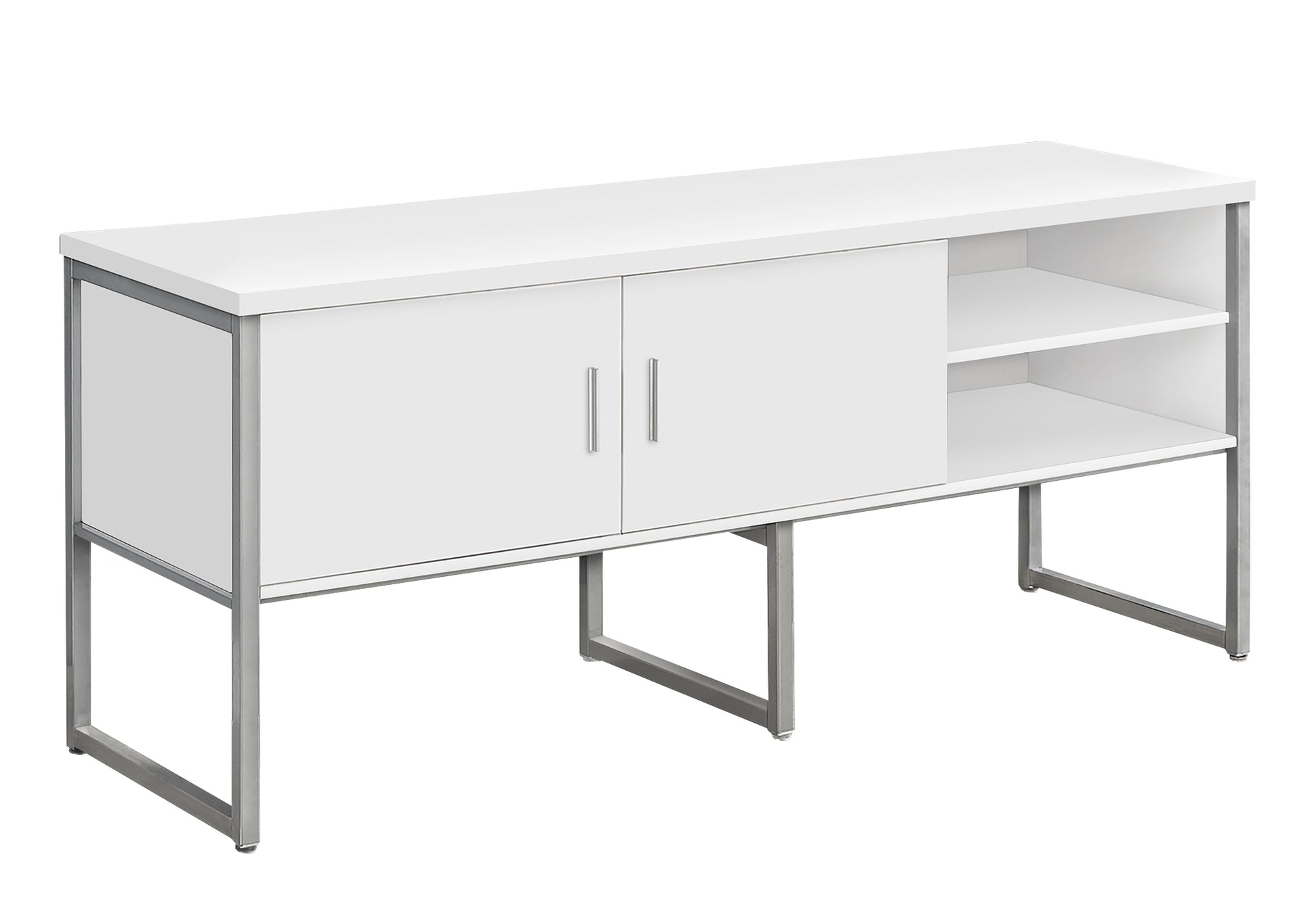 Office Credenza 72"L White/Silver Commercial Grade-DECOROLALA
