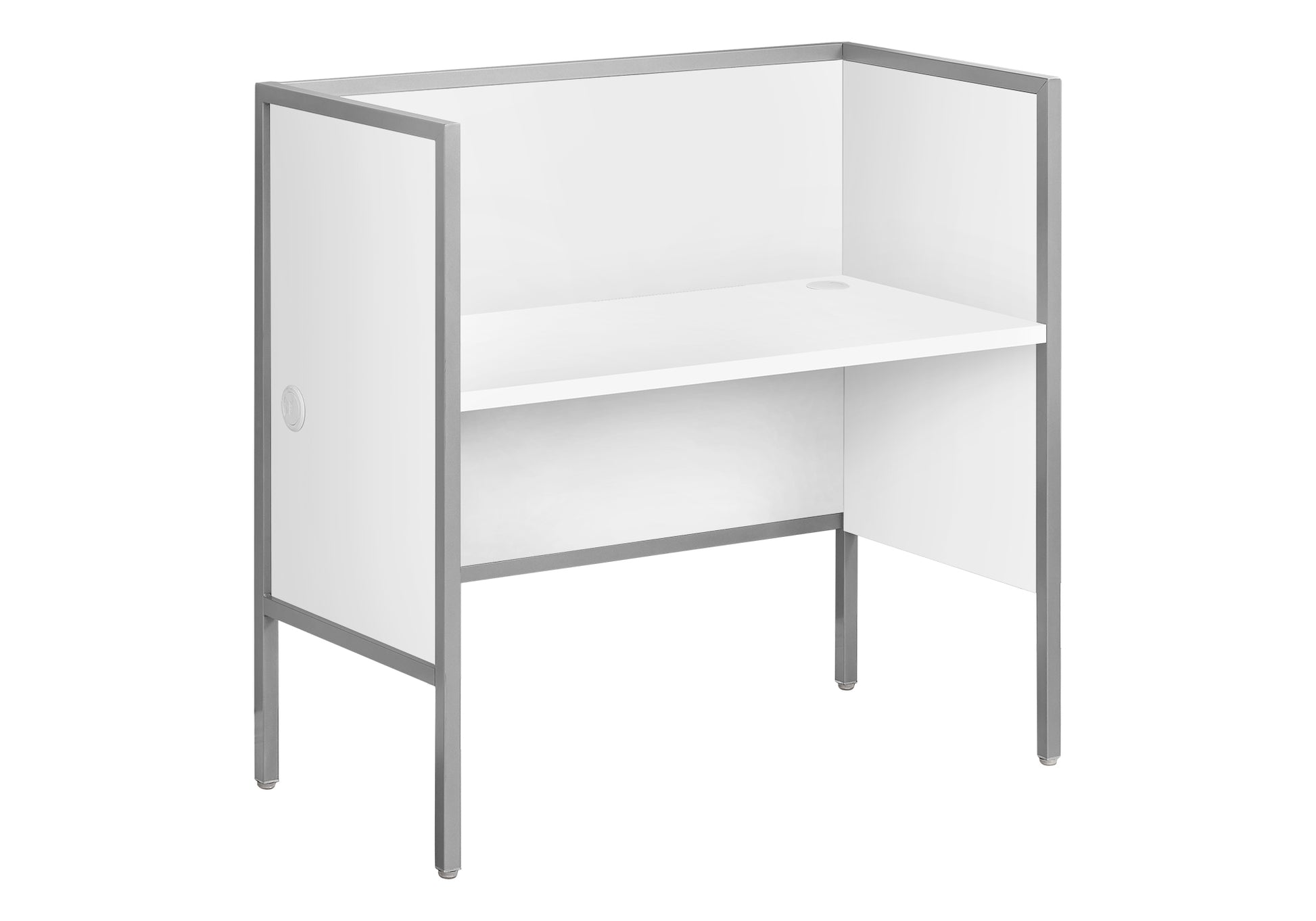 Office Cubicle - 48"L White/ Silver Commercial Grade Desk-Cubicle-DECOROLALA