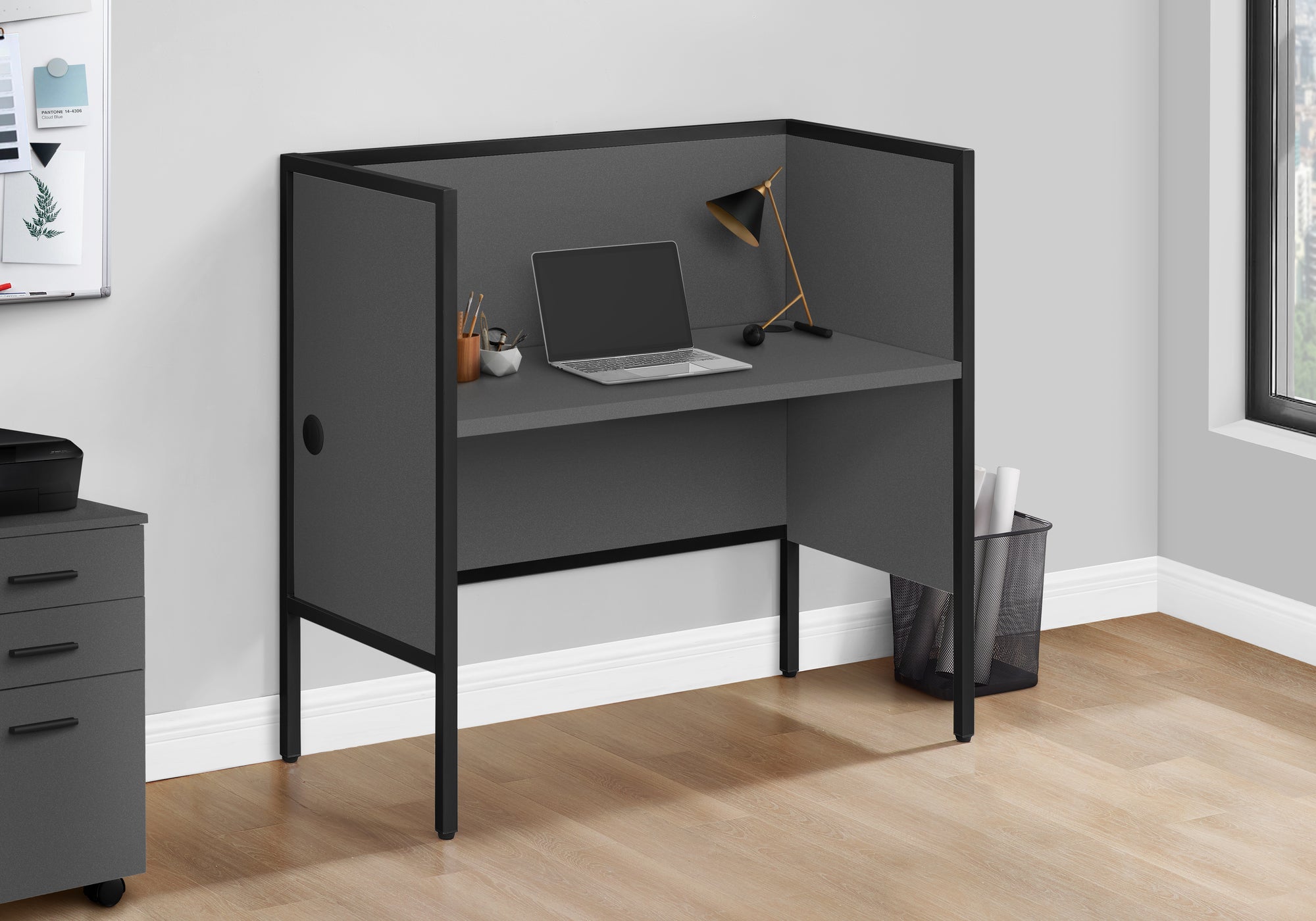Office Cubicle 48"L White/Silver Commercial Desk-Cubicle-DECOROLALA