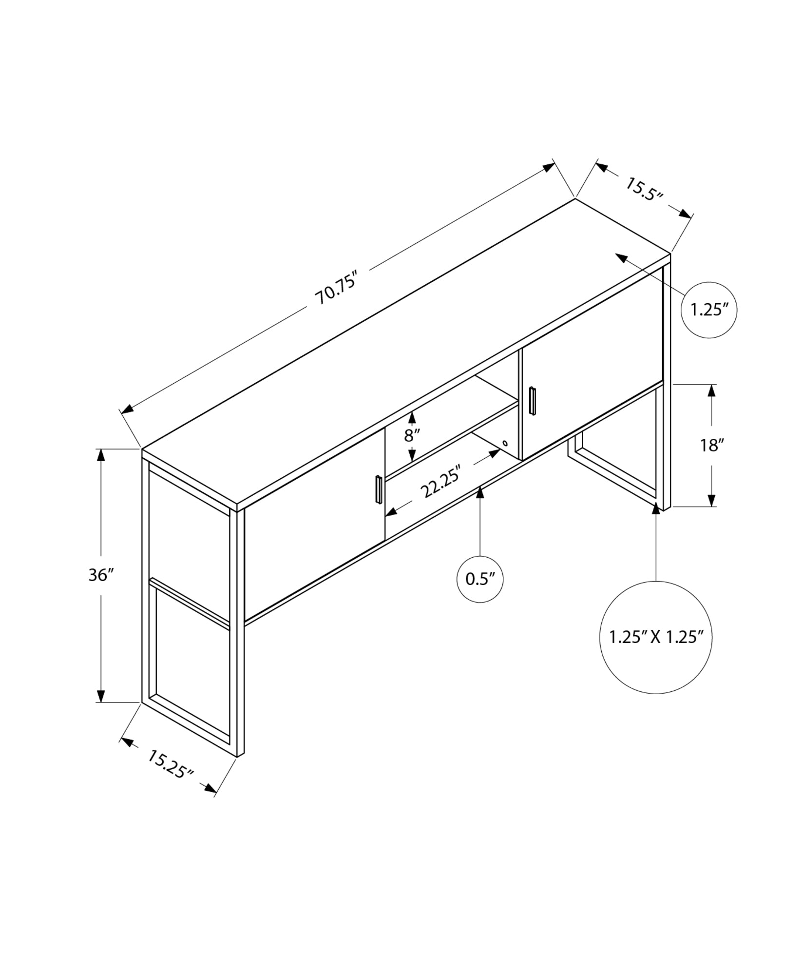 Office Hutch - 72"L White / Silver Commercial Grade-Credenza-DECOROLALA