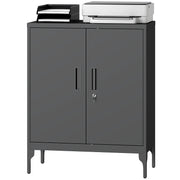 Office Storage Cabinet with Lock, Filing Cabinet with Adjustable Shelves and Doors for Home Office, Garage, Black-Office Products > Office Furniture > Office Cabinets & Cupboards-DECOROLALA