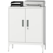 Office Storage Cabinet with Lock, Filing Cabinet with Adjustable Shelves and Doors for Home Office, Garage, White-Office Products > Office Furniture > Office Cabinets & Cupboards-DECOROLALA