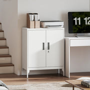 Office Storage Cabinet with Lock, Filing Cabinet with Adjustable Shelves and Doors for Home Office, Garage, White-Office Storage Cabinets-DECOROLALA